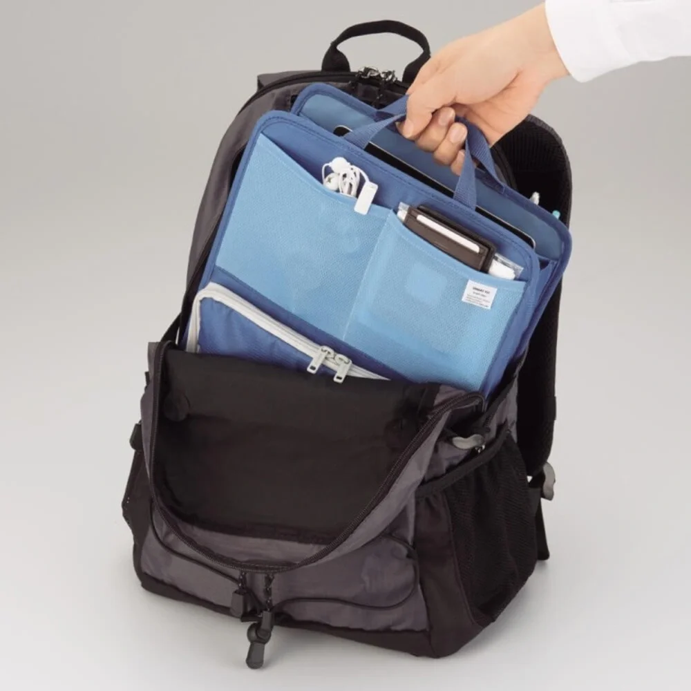 NWOT Men's Black and Gray Laptop Organizer Bag/ insert